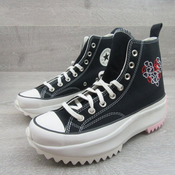 Converse Run Star Hike HI "Love" Sneakers Women's Size 7.5 Black Red NEW - Picture 4 of 16